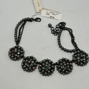 New Lucy & Laurel faux pearl and rhinestone flower statement necklace NWT